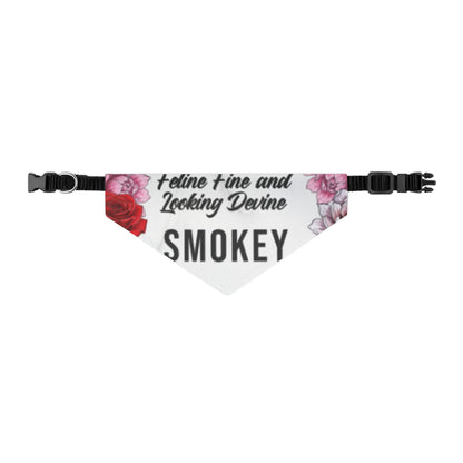 Personalized Floral Pet Bandana Collar — “Feline Fine and Looking Devine”