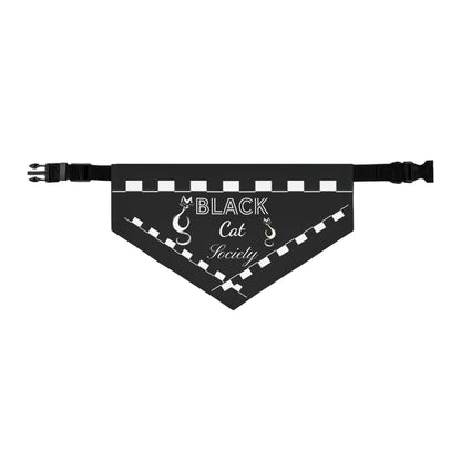 Pet Bandana Collar — "Black Cat Society" Checkerboard Cat Bandana for Dogs & Cats
