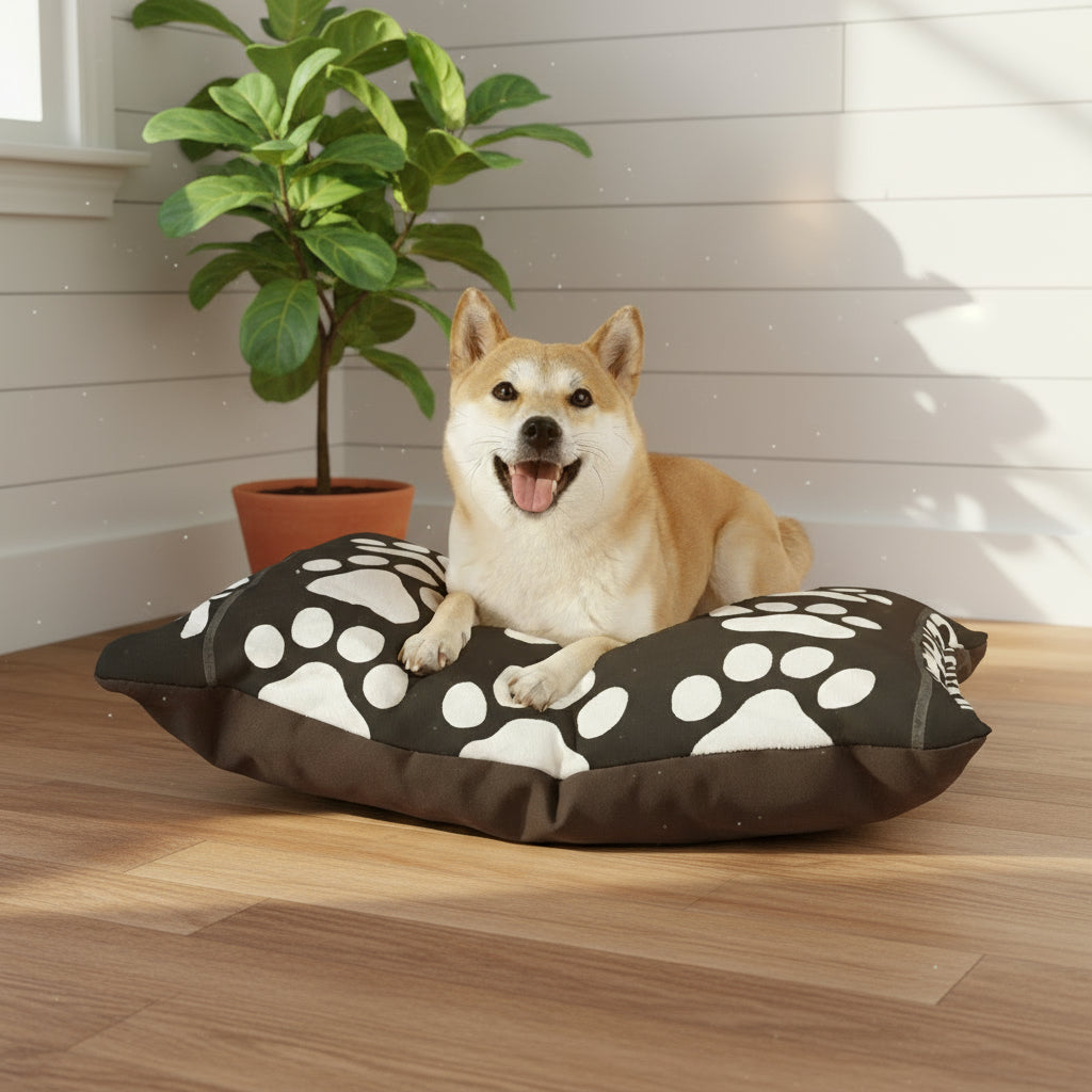 Cozy Pet Bed with Paw Prints