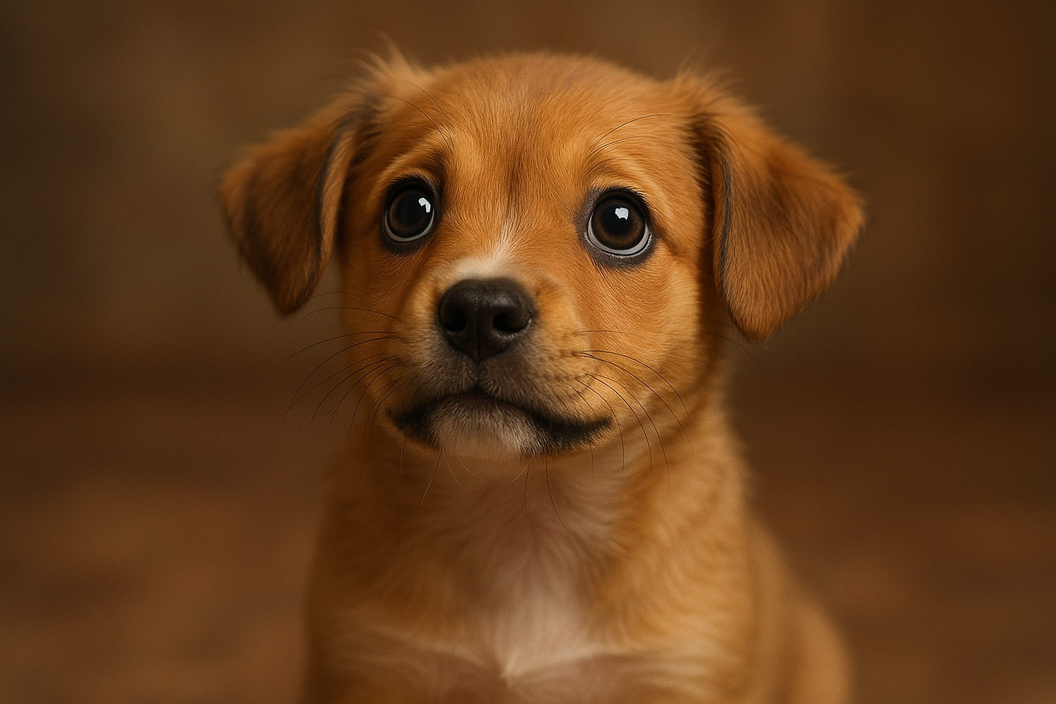 A cute dog looking up with an expression in his eyes asking for a treat