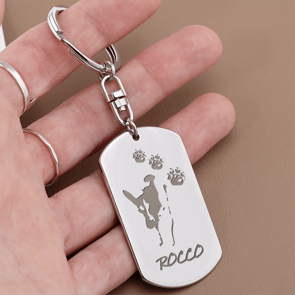 Engraved Dog Tag Keychain