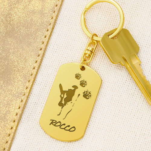 Engraved Dog Tag Keychain