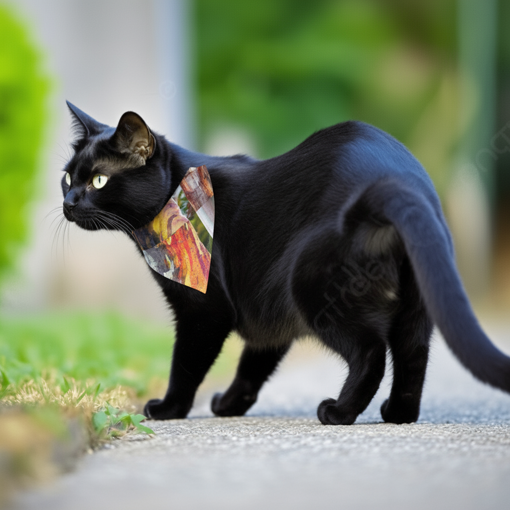 Black cat with bandana