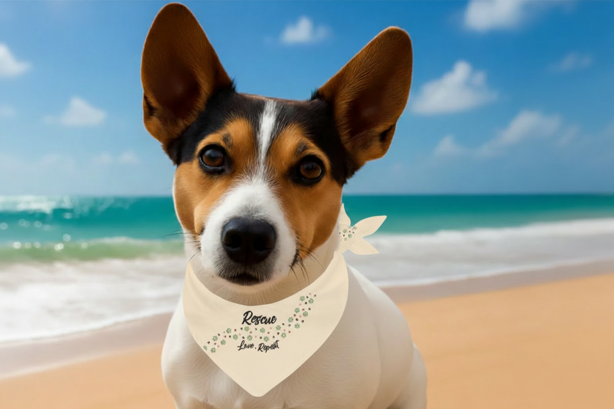 Dog with bandana around neck
