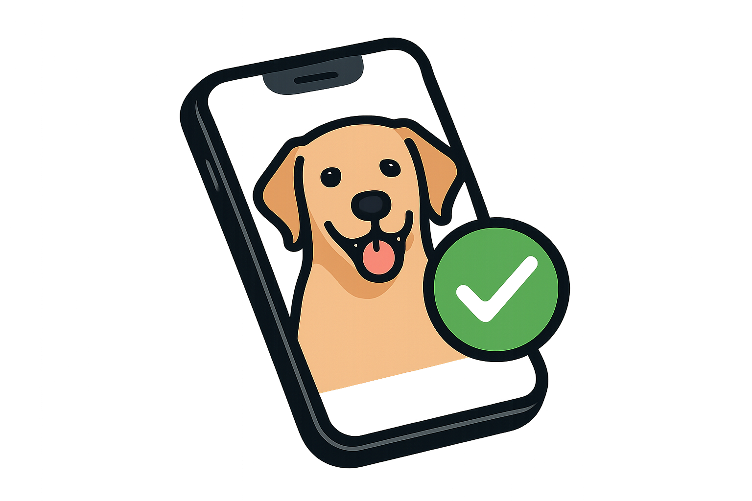 icon of iphone with image of dog and tick