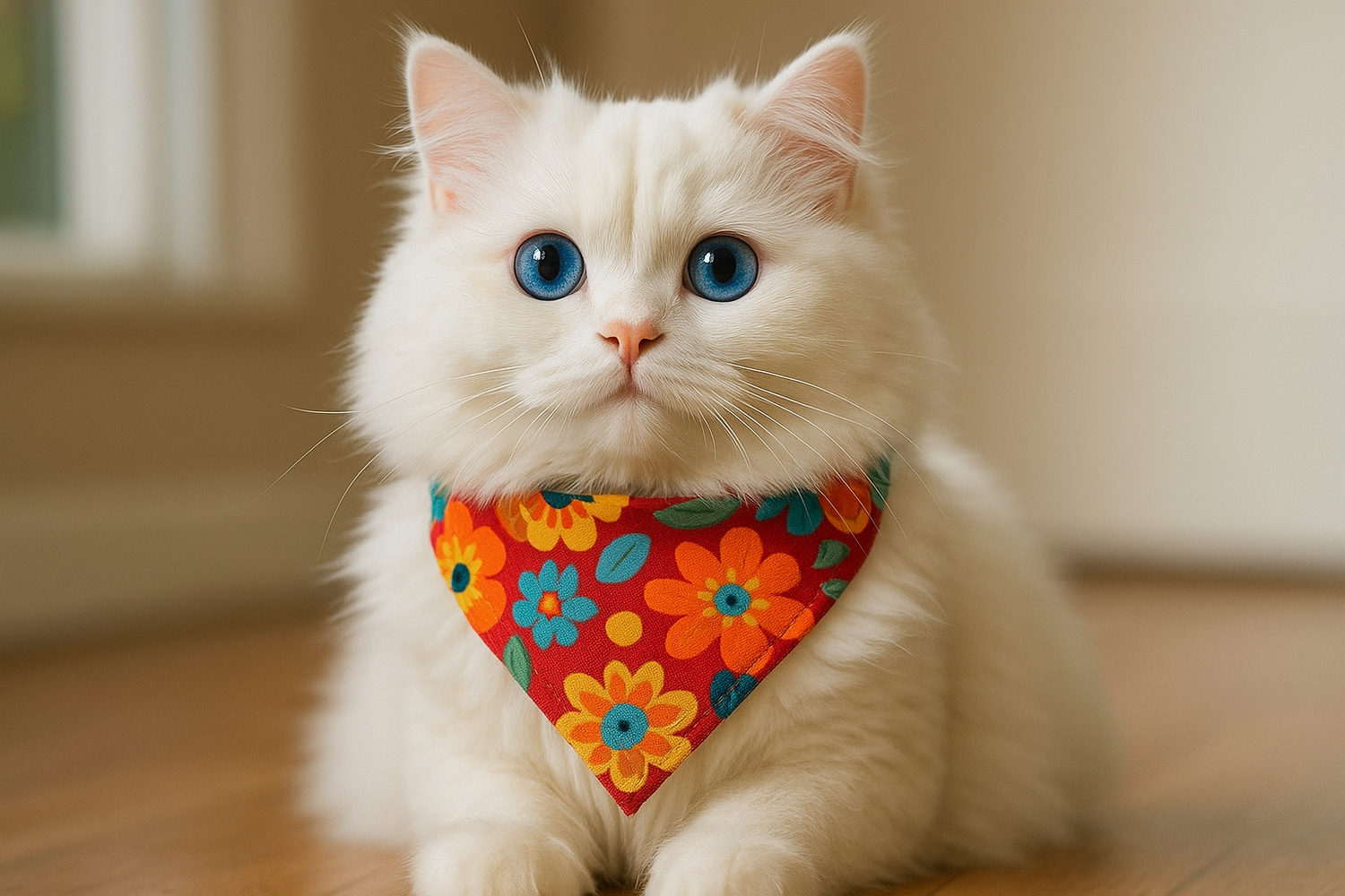 Same cat but with a bandana